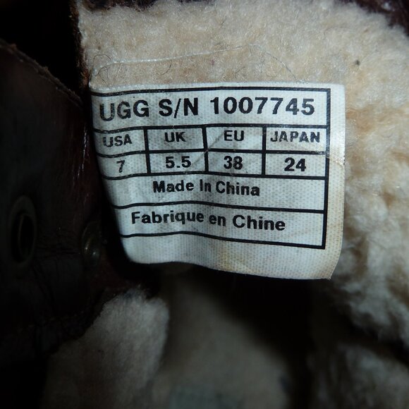 UGG Denhali Women's Size 7 Brown Leather Lace Up Shearling Ankle Boots 1007745 - Picture 12 of 13